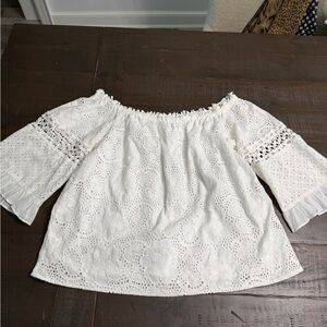 Lilly Pulitzer White shoulder off women top